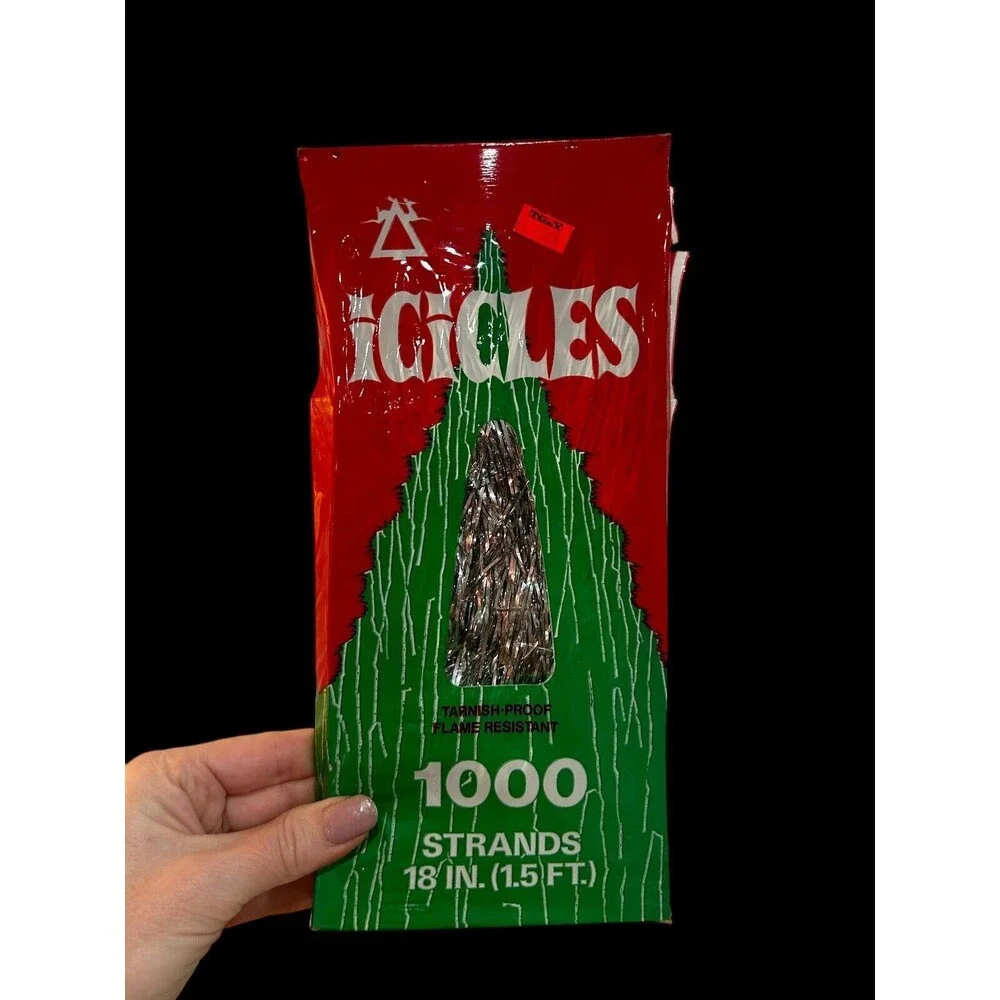 Vintage Foil Tinsel 1000 Stand ICICLES Christmas Tree Decoration 4 NOS Boxes